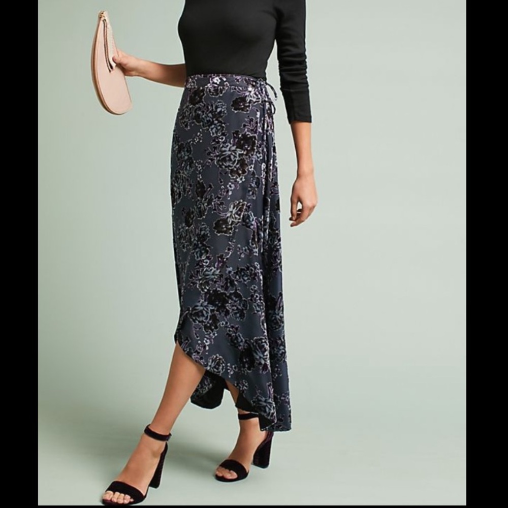 Anthropologie velvet wrap skirt XS